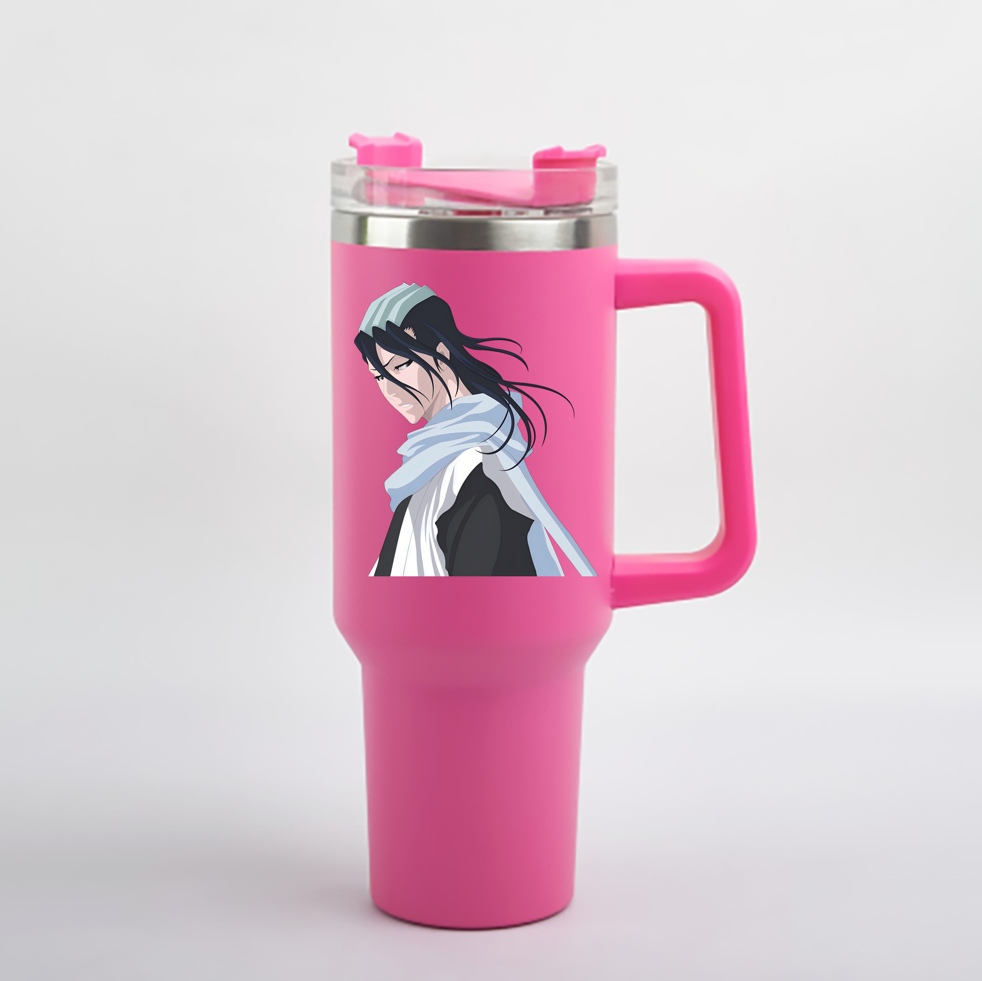（画像用） ブリーチ くちき びゃくや BLEACH Kuchiki Byakuya 1200mL車用タンブラー - クリスタルステッカー（プラスチックストロー付き）